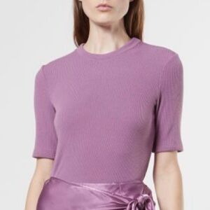 Enza Costa Knit Rose Mauve Half Sleeve Top
